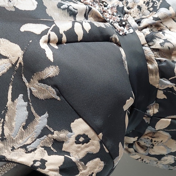 NWOT Donna Ricco black and silver floral brocade midi dress, size 16 - Picture 8 of 12